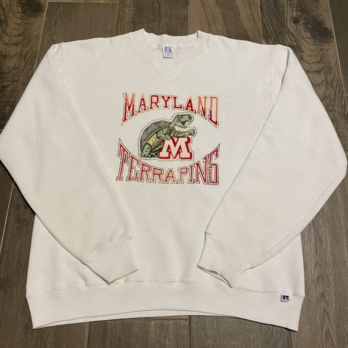 Russell Athletics Maryland Terrapins Sweatshirt White Mens M Vintage Made in USA
