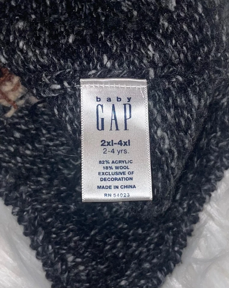 Chapéu de inverno Baby GAP malha cães mistura de lã acrílica neve meninos 2-4 anos preto - Imagem 3 de 3