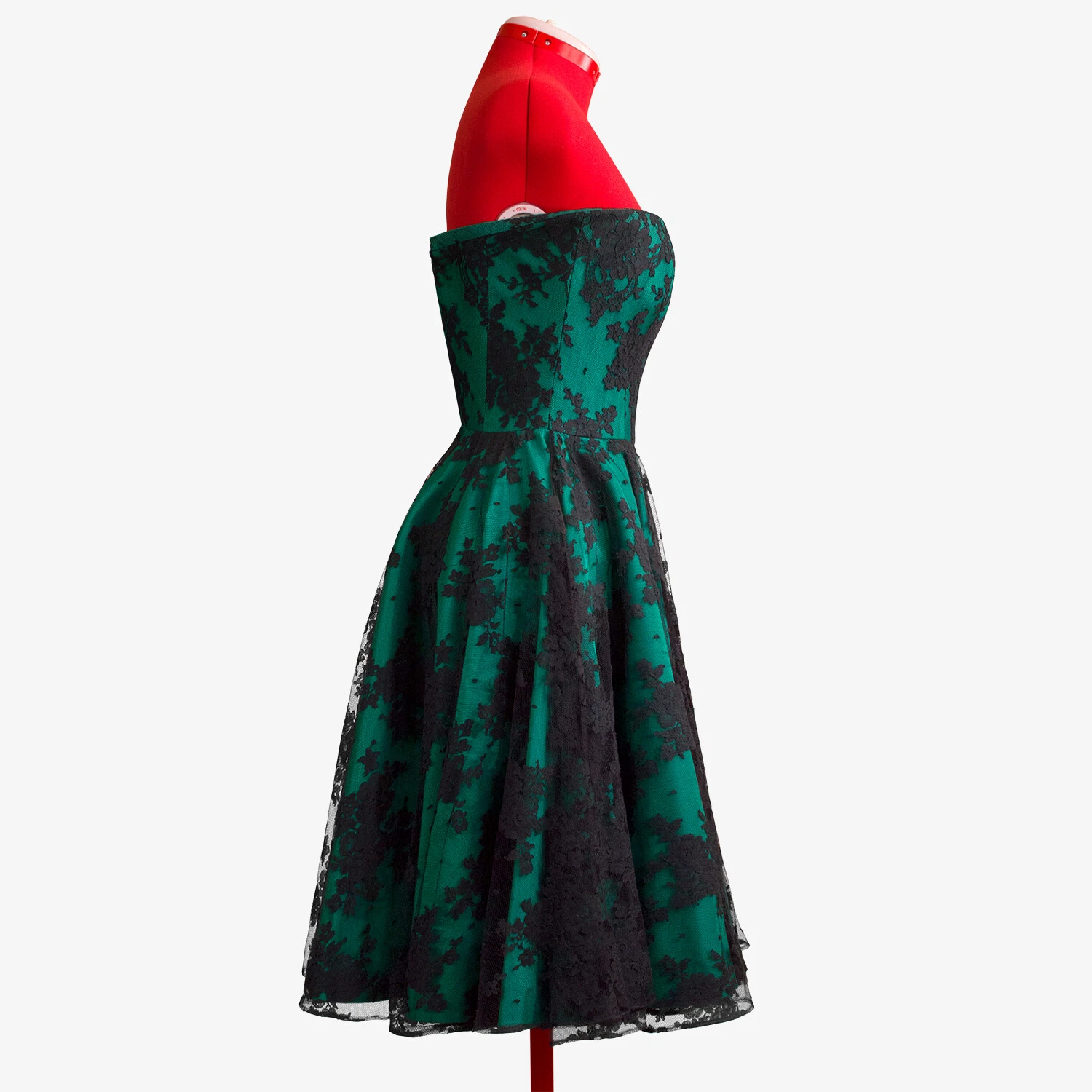Abito ALEXANDER McQUEEN verde pizzo senza spalline taglia 40 XS 2012