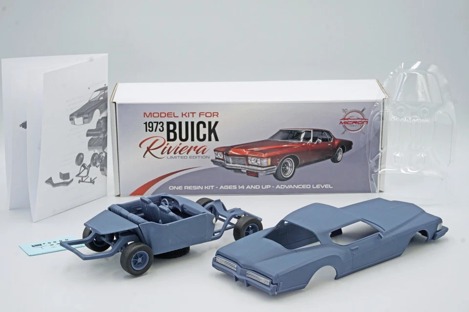 1:25 1973 Buick Riviera Boattail Resin Kit With Windows, Rubber Tires & Decals - Image 4 of 4