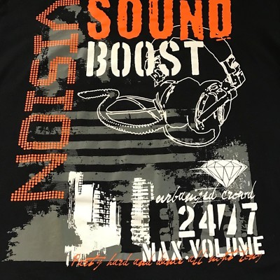 Much More Sound Boost Mens T-Shirt Size XL Urban Crowd 24/7 Max Volume Black