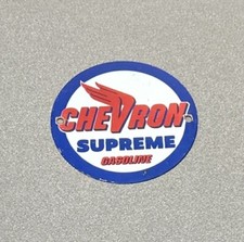 VINTAGE CHEVRON SUPREME PORCELAIN SIGN CAR GAS OIL TRUCK MOTORCYCLE