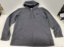 Men's Adidas Gray Hoodie Pocket Pullover Sweatshirt Size Large