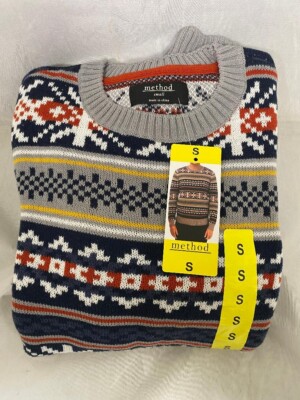Method Men's Sweater Ice Heather Long Sleeve Pullover Sweater Size Small (1003)