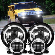 For Jeep Wrangler Jk 2007-17 Halo Led Headlights Led Fog Lights Combo Kits Aa