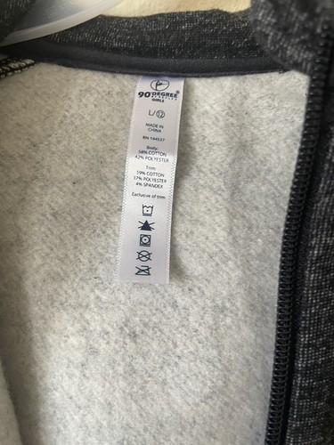 90 Degree By Reflex Black Thumbholes Girls Zip Up Fleece Hoodie Jacket Size L 12 - Picture 5 of 5