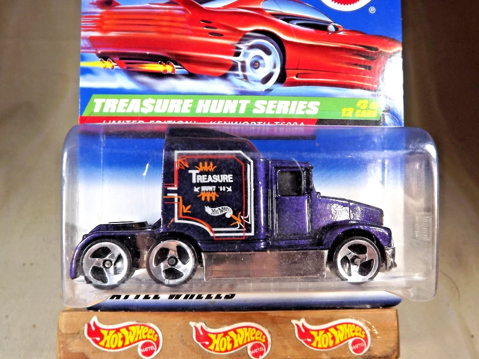1998 Hot Wheels #751 Treasure Hunt Series 3/12 KENWORTH T600A Purple w/3 Spokes - Image 2 of 4