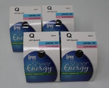 L'eggs Sheer Energy Control Top Pantyhose Size Q 92874 Off Black Lot of 4