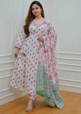 Afghani Suit White-Pink Floral Premium Quality Set For Women