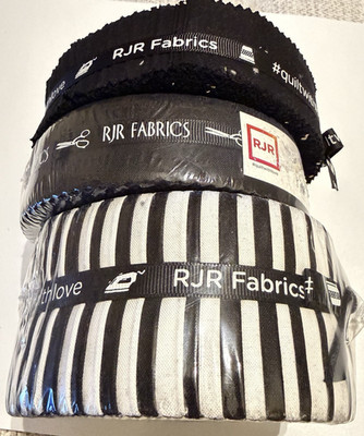 RJR Fabrics Quilting Roll-Up Jelly Roll 2 1/2'' 1 1/2'' LOT 3 Pixie Black White