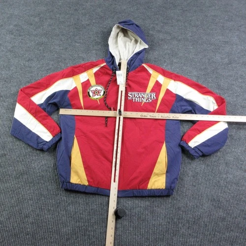 Stranger Things Jacket Mens S Red BoxLunch Windbreaker Hooded Lined Zip NWT image 6