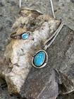 Lovely Vintage Handmade Signed Sterling Silver Turquoise Pendant & Ring Set 6