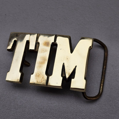 Vintage TIM Belt Buckle Solid Brass 3 Inch