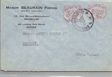 BH GOLDPATH: Belgium cover 1937 to USA airmail meter mark BH011_P19