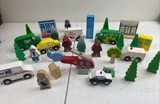 Lot Bundle Wood Train Track Cars Vehicles And Trees People Engines Emergency Car