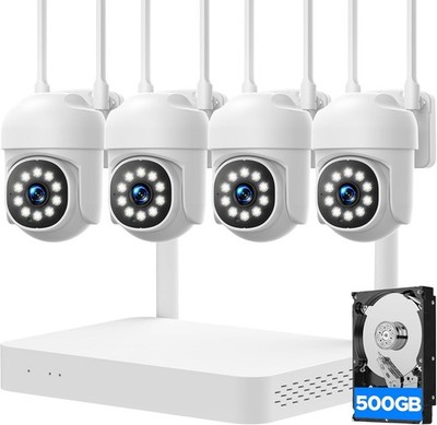 4Pcs PTZ Cameras Wireless CCTV Security Camera System WiFi 10CH 4K NVR Audio US