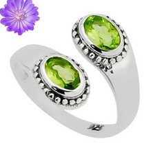 Green Peridot Gemstone 925 Sterling Silver Handmade Jewelry Ring Gift For