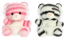 Set of 2 ROSE PINIK TIGER  KIRA WHITE TIGER Palm Pals 5" Stuffed Plush, Aurora