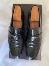 Prada Men’s Black Leather Loafers Size IT 40 (US 7, Prada 6) Made in Italy