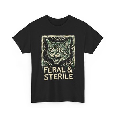 Feral & Sterile Cat T-Shirt, TNR Advocate Wild Feline Grunge Art Women Men Shirt