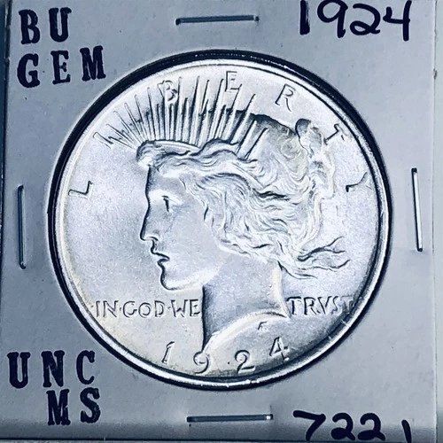 1924 P BU GEM PEACE SILVER DOLLAR UNC MS+++ U.S. MINT RARE COIN 7221