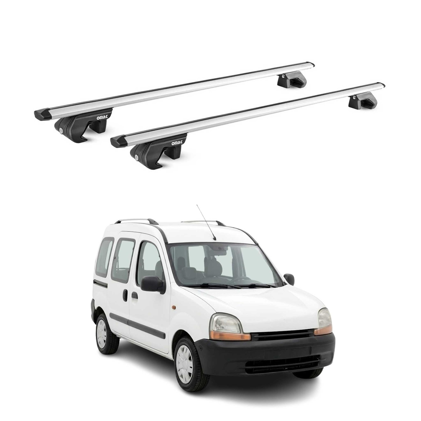 Barres de toit transversales ABE gris en alliage durable pour Renault Kangoo Express 97-07