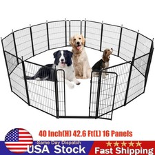 Dog Playpen 40in x 42.6Ft 16 Panel Fence Indoor Outdoor Exercise Pen Garden Yard