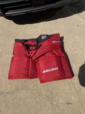 Bauer Supreme S190 Red Goalie Leg Pads Ice Hockey Padded Adjustable Nylon Foam