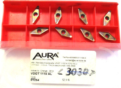 8 AURA Wendeplatten zum Fräsen  VDGT 1110 AL K10  Neu D6879