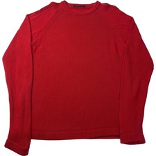 Valentino Jeans Knit Jumper Crew Neck Red Casual Sweater Mens Large