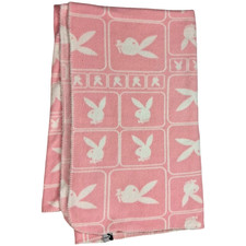 Playboy Bunny Pink Thin Fleece Throw Blanket White Logo 50x60