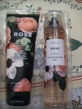 Bath & Body Works ROSE Fine Fragrance Mist & Body Cream 8 oz Each FULL SIZE