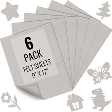 6 PCS Light Grey Felt Fabric Sheets 9x12 Inch 1.6mm Thick Soft Sewing Craft