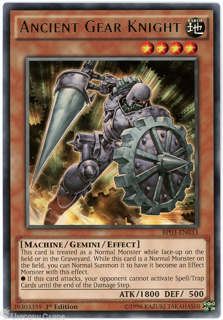 BP03-EN033 Ancient Gear Knight : Shatterfoil Rare 1st Edition Mint YuGiOh Card