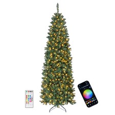 7.5 ft Smart Pencil Christmas Tree with Remote, 350 Pre-Lit RGB LED Lights