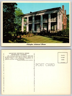 Arlington Historical Shrine Birmingham Alabama Antebellum Home Linen Postcard