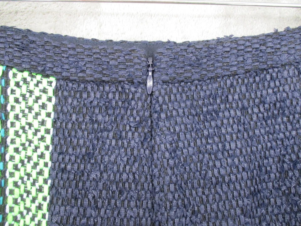 Falda J Crew Mujer 4 Verde Marino Neón Tweed Recta Lápiz Rayas Carrera Oficina Foto 4 de 4