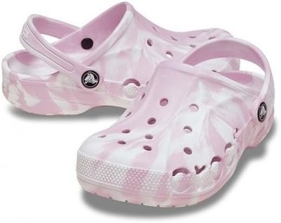CROCS KID'S BAYA MARBLED CLOGS - SIZE: YOUTH J1 - BALLERINA PINK/MULTI