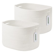 Cotton Rope Storage Basket, 15x10x9 Inches, Woven Basket for Shelves, Clothes...
