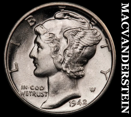 1942-D Mercury Dime- Full Split Bands Choice Gem Brilliant Unc++++ Luster #i2213