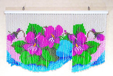 Retro Pop Beaded Noren Curtain Flower Pattern Asymmetrical 85x53cm Japan Vintage