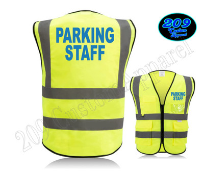 Parking Staff Hi-Vis Safety Vest ANSI Class 2 Reflective 2'' Strips w/Pockets