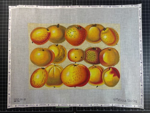 Melissa Shirley Vintage Apples Collage Needlepoint Canvas 18ct
