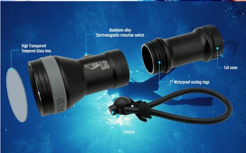 Professional Scuba Diving Light White & Green Laser 2 in 1 Underwater Flashlight - Picture 7 of 13