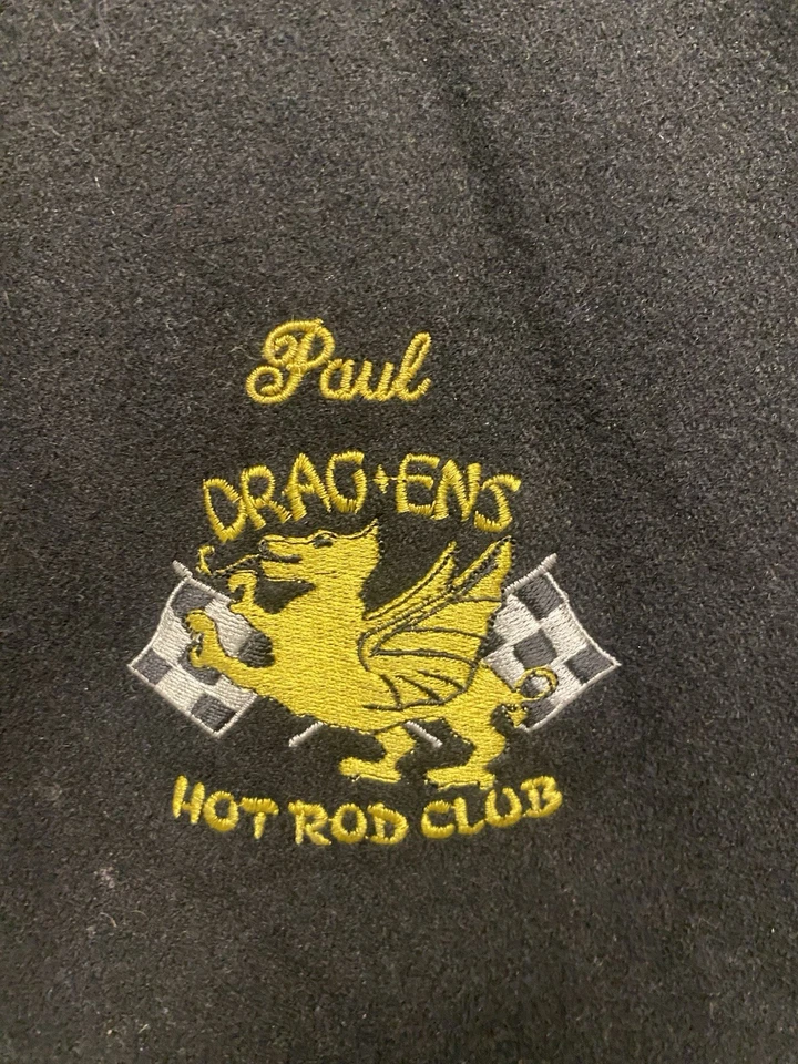 Chaqueta Drag*ens Hot Rod Club 2XL Manga Cuero Lana Coche Club Rockabilly Personalizada Foto 3 de 4