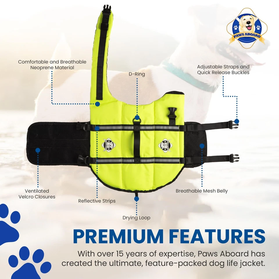 Target Neon Yellow Dog Life Jacket with Reflective Strips Multiple Sizes Avai... - Image 4 of 4