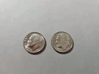 1958 D Roosevelt Dimes 90% Silver 10c US Coin - Lot of two dimes