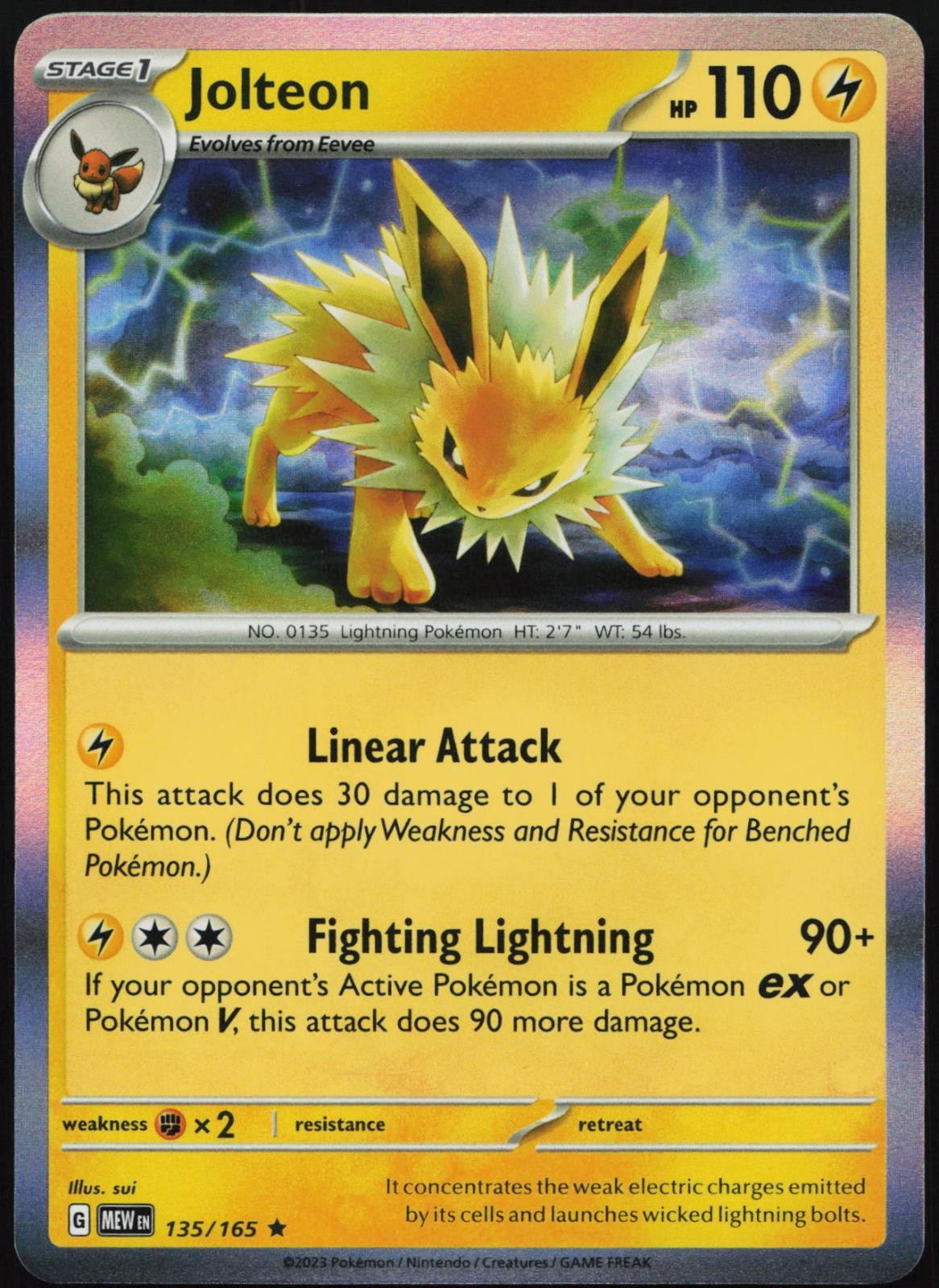 Jolteon 135/165 Rare 151 Pokemon Holo NM