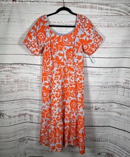 NWT Women's Talbots Orange Print Midi Dress Size 6