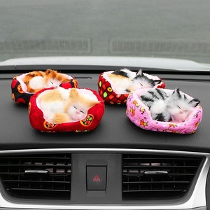 Car Mini Plush Cat Dashboard Toy Cute Interior Decoration Sleeping Kitten Home 